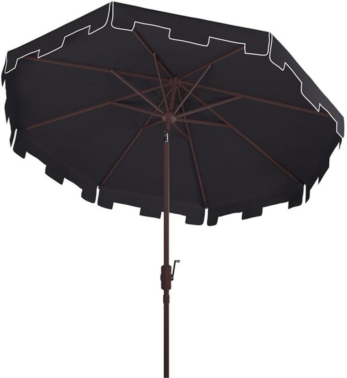 Zimmerman 11Ft Round Market Umbrella - PAT8100 - Navy/White - Safavieh