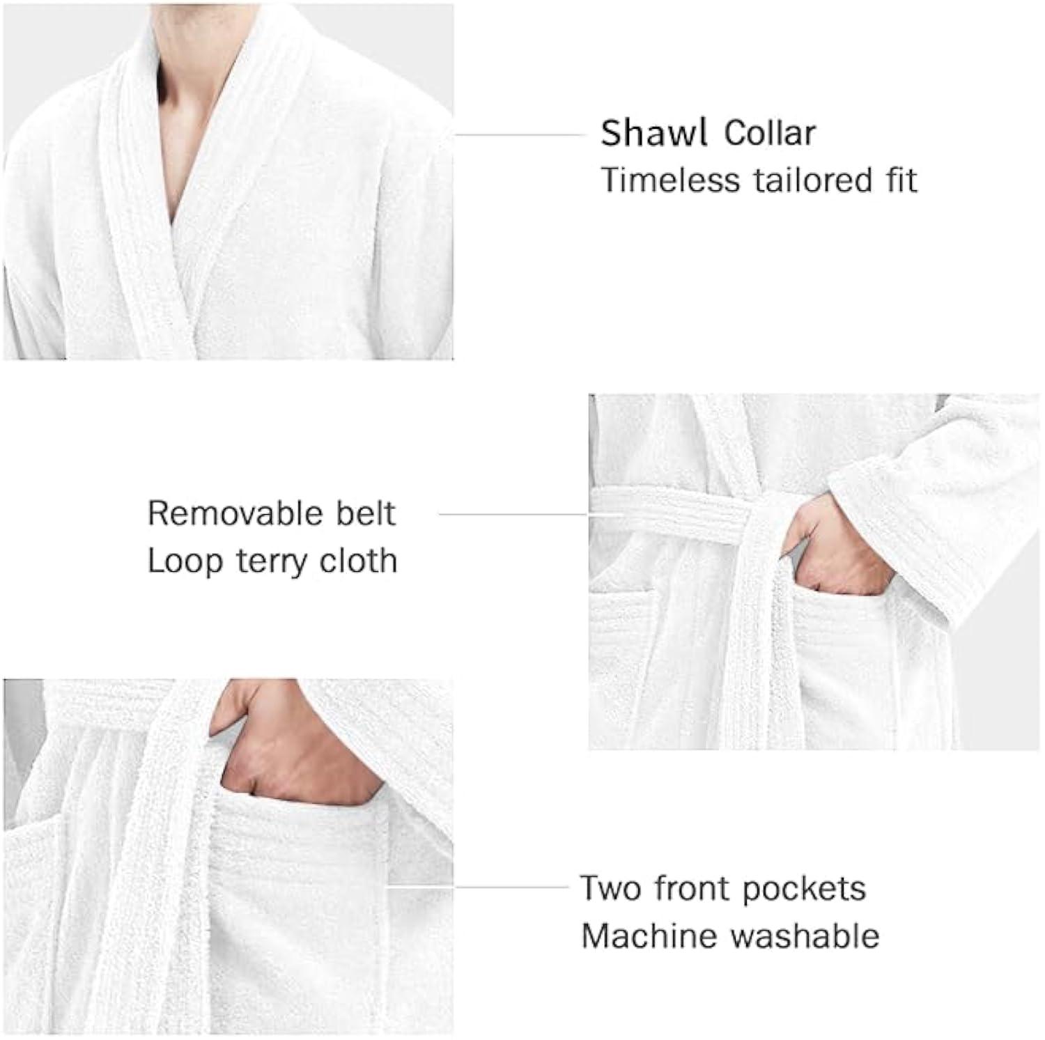 Ramesses Bathrobe Mens,Premium Thick Terry Cloth Bathrobe,Towel Bath robe Long–Staple Combed Men's Cotton Robe