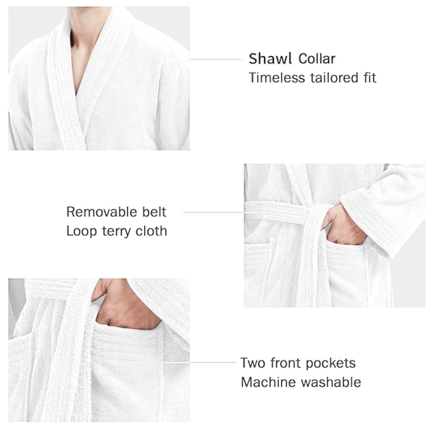 Ramesses Bathrobe Mens,Premium Thick Terry Cloth Bathrobe,Towel Bath robe Long–Staple Combed Men's Cotton Robe
