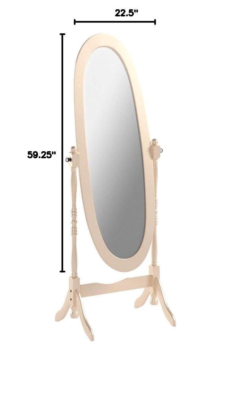 Roundhill Furniture Traditional Queen Anna Style Wood Floor Cheval Mirror Gold