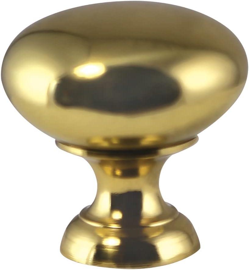 Polished Brass Round Cabinet Knob with Mounting Hardware