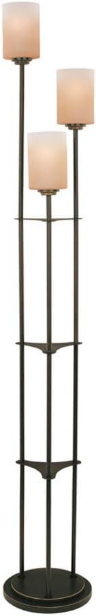 Dark Bronze 63.5" Three-Light Floor Lamp with Amber Glass