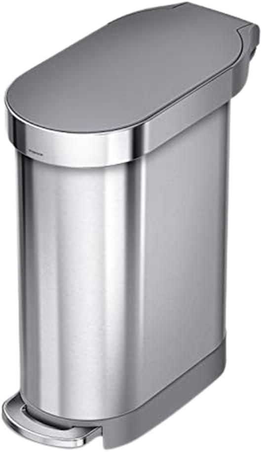 simplehuman 45 Liter / 12 Gallon Slim Hands-Free Kitchen Step Trash Can, Stainless Steel