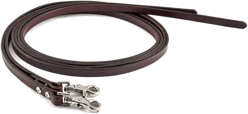 Walnut Leather Split Reins with Stainless Steel Snaps