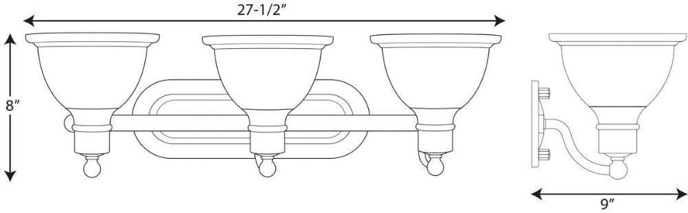 Progress Lighting Madison 3-Light Wall Bracket, Polished Chrome, White Etched Glass