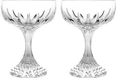 Massena Clear Crystal Cut Coupe Glass Set of 2