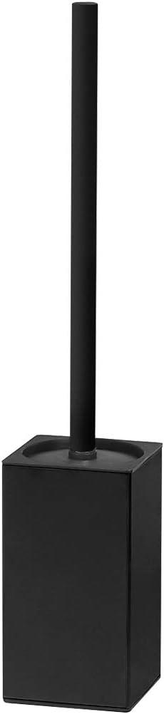 Stainless Steel Toilet Brush & Holder,Wall-Mounted, long handle,Square Toilet Brush Set,Heavy Duty Cleaner for Bathroom, with Removable Plastic Brush (Black)