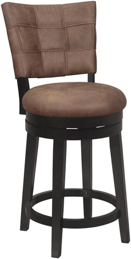 26" Kaede Wood and Upholstered Swivel Counter Height Barstool Black/Chestnut - Hillsdale Furniture: Matte Finish, Polyester, Foam Filled