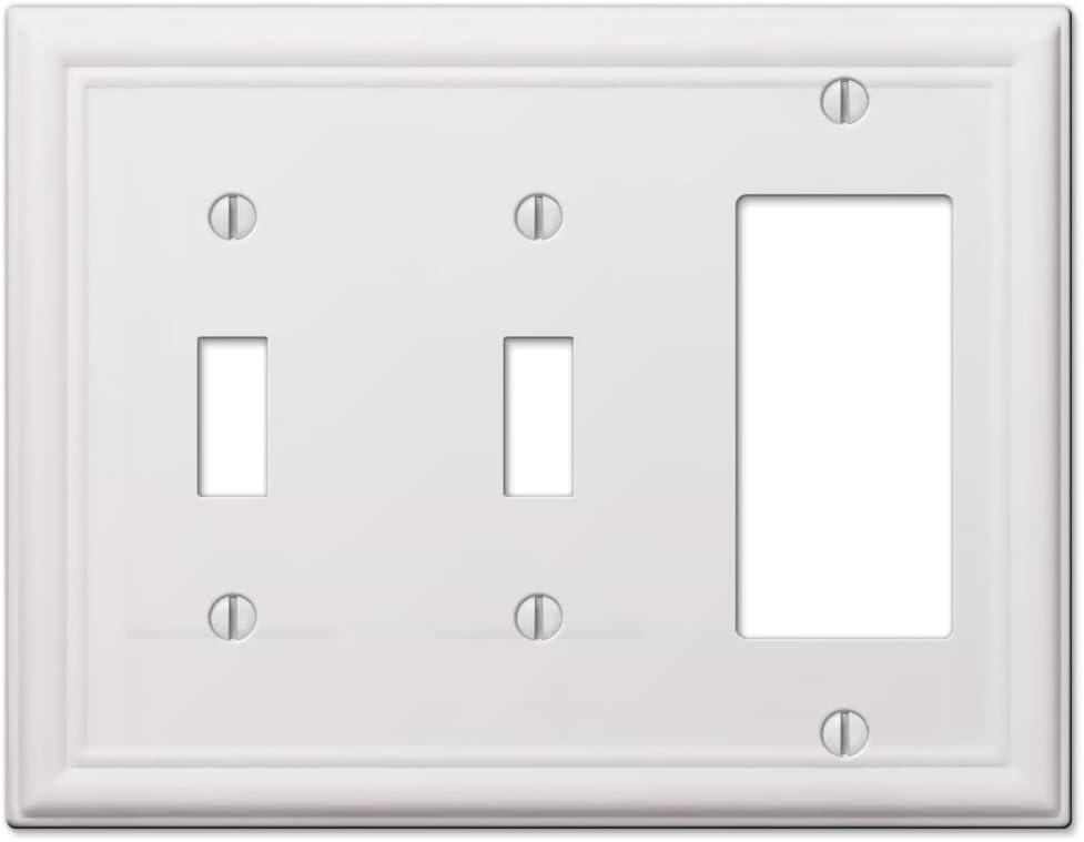 Amerelle 149TTRW Chelsea Wallplate, 2 Toggle / 1 Rocker, Steel, White, 1-Pack