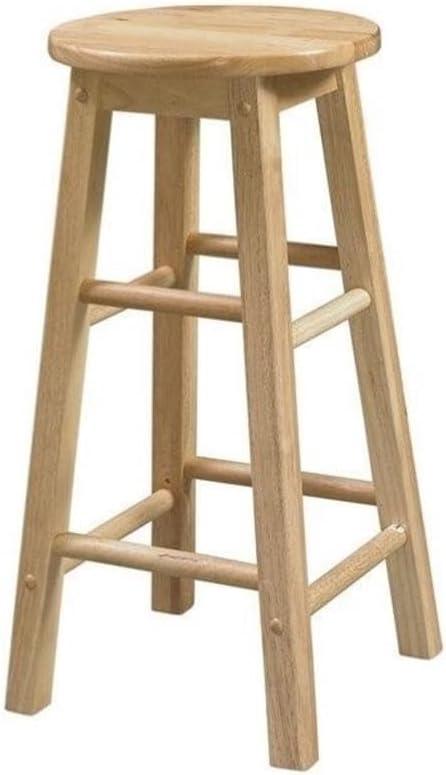 Linon Sims Classic 24" Backless Round Counter Stool in Natural Brown Rubberwood