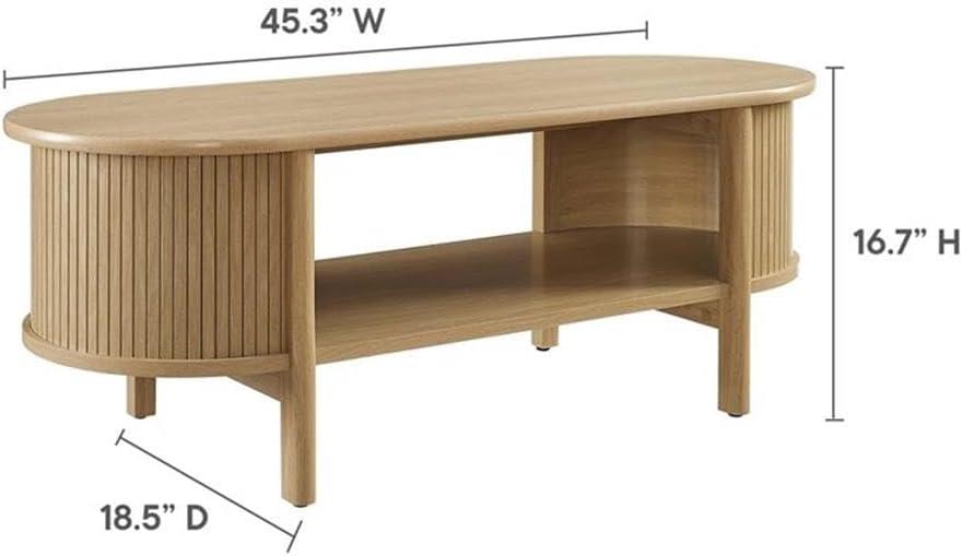 Cadence Oval Oak Coffee Table with Open Storage