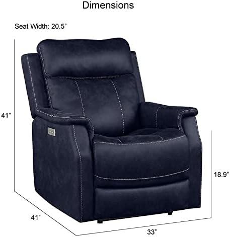 Single Seat Recliner Lounge Chair with USB Port, Fabric Upholstered Arm Chair with Retractable Footrest and Pillow, Comfy Single Sofa Accent Chair for Bedroom Living Room