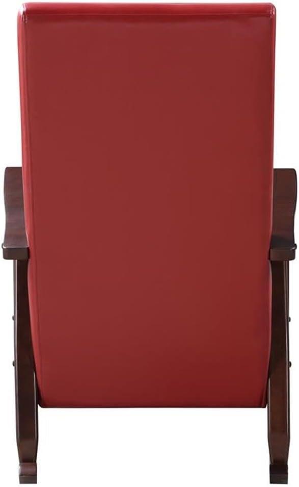 38" Raina Active Sitting Chair Red/Espresso Finish - Acme Furniture: Faux Leather, Rocker Rails, Comfort Cushion