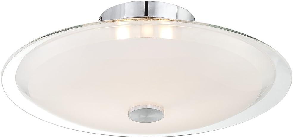 Possini Euro Design Modern Ceiling Light Semi Flush Mount Fixture 15" Wide Chrome 3-Light Clear Frosted Glass Disk for Bedroom Living Room Hallway
