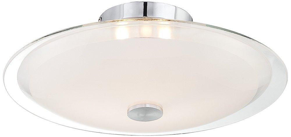 Possini Euro Design Modern Ceiling Light Semi Flush Mount Fixture 15" Wide Chrome 3-Light Clear Frosted Glass Disk for Bedroom Living Room Hallway
