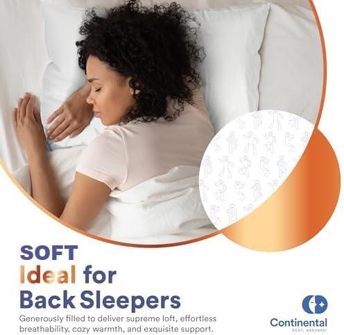 Continental Bedding Siberian 800FP 100% Goose Down Pillow Soft Support King Size Pack of 1