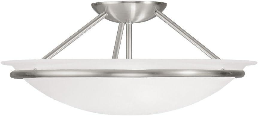 Newburgh Brushed Nickel 3-Light Semi-Flush Mount with Alabaster Glass Bowl