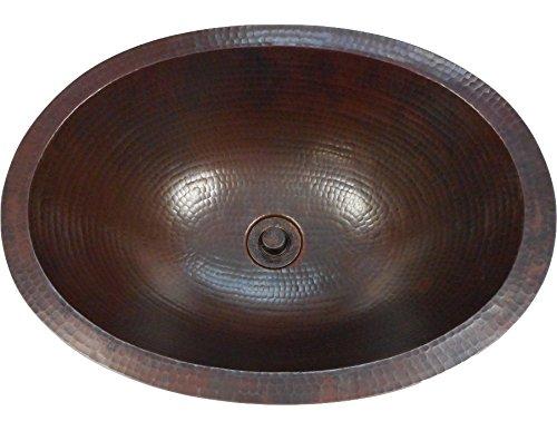 19" Oval Aged Copper Bathroom Sink with Lift and Turn Drain