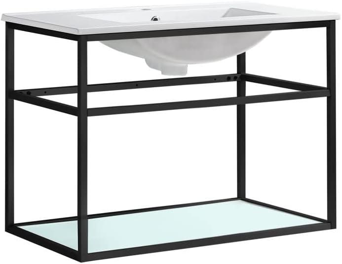 Pierre 30 Single, Open Shelf, Metal Frame Bathroom Vanity