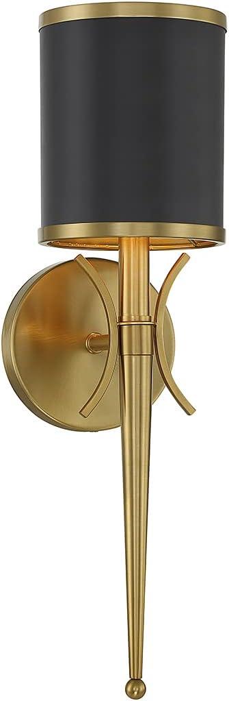 Matte Black and Warm Brass Dimmable Metal Sconce