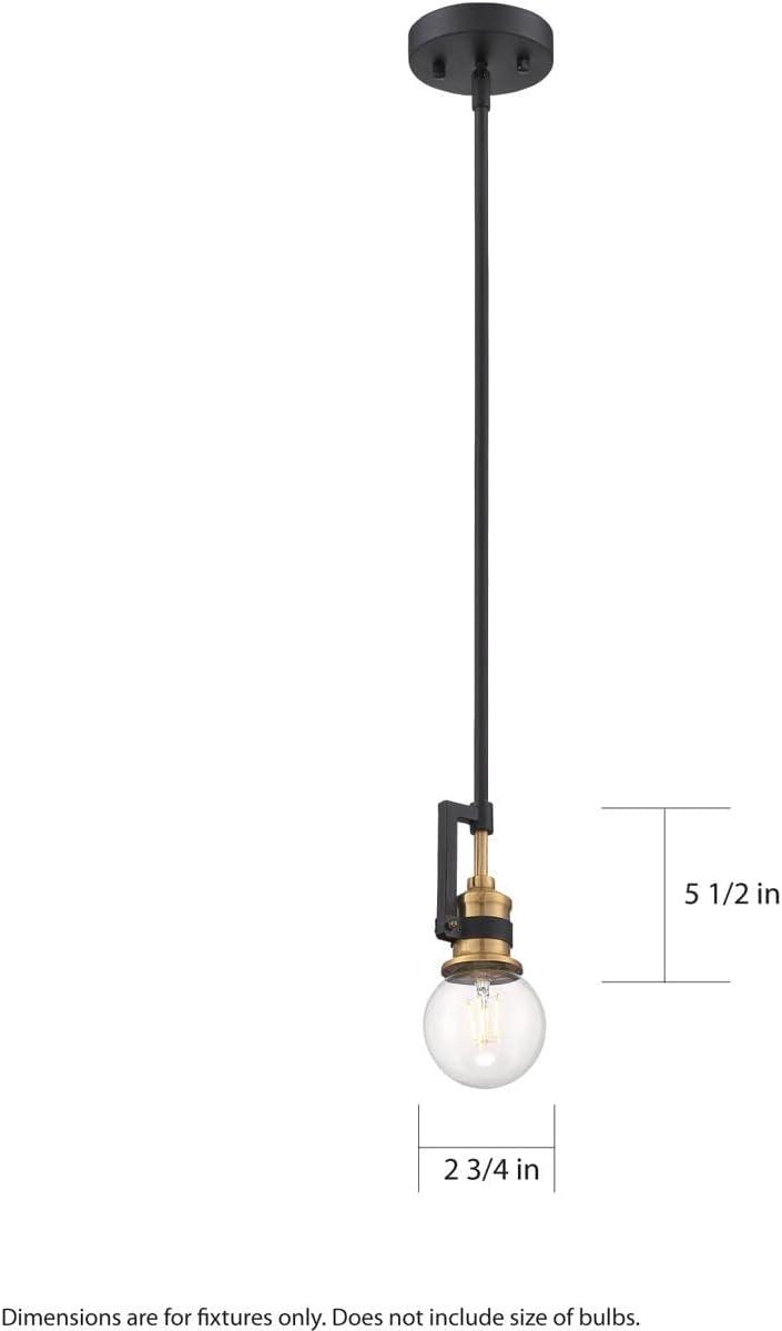 Matte Black and Brass Glass Mini Pendant Light