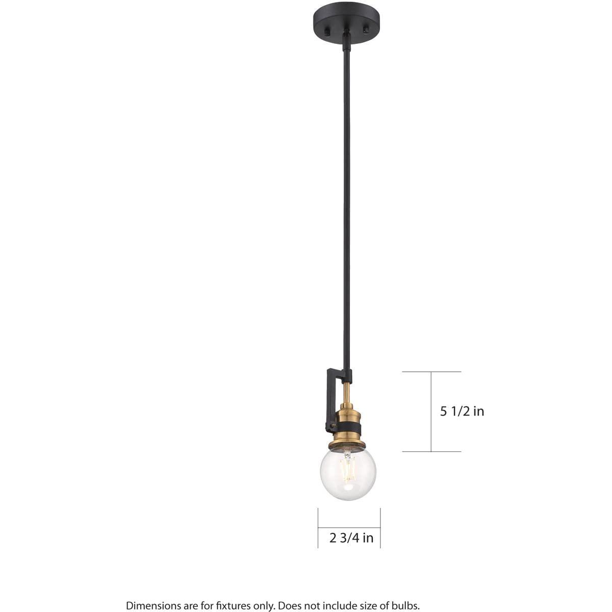 Nuvo Lighting Intention 1-Light Mini Pendant Fixture Warm Brass and Black Finish - N/A