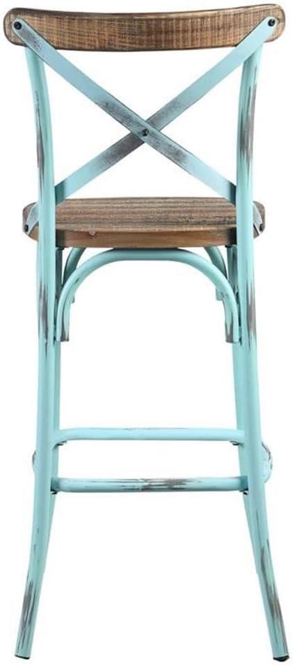 Acme Furniture Zaire Bar Chair in Antique Turquoise and Antique Oak Indoor