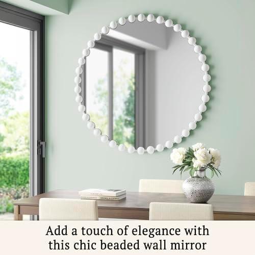 Marlowe Beaded Round Metal Wall Mirror