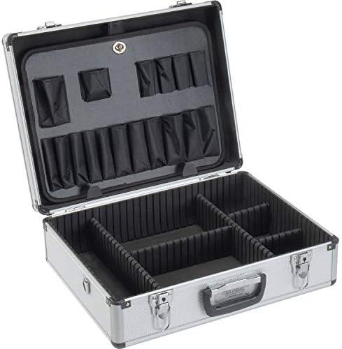 Silver Aluminum Tool Case with Foam and Dividers, 18" x 14" x 6"
