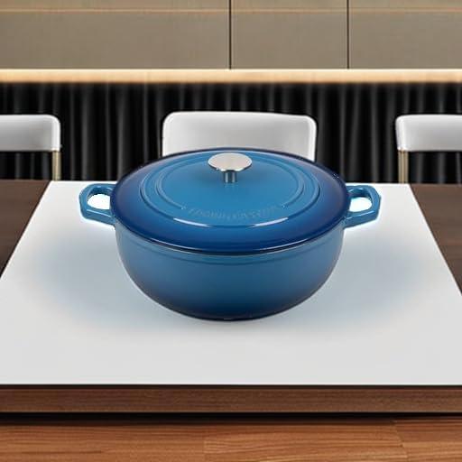 Enameled Cast Iron Dutch Oven Pot with Lid for Sourdough Bread Baking, Bread Dutch Ovens, Cooking Pots, 5 Quart, Slateblue