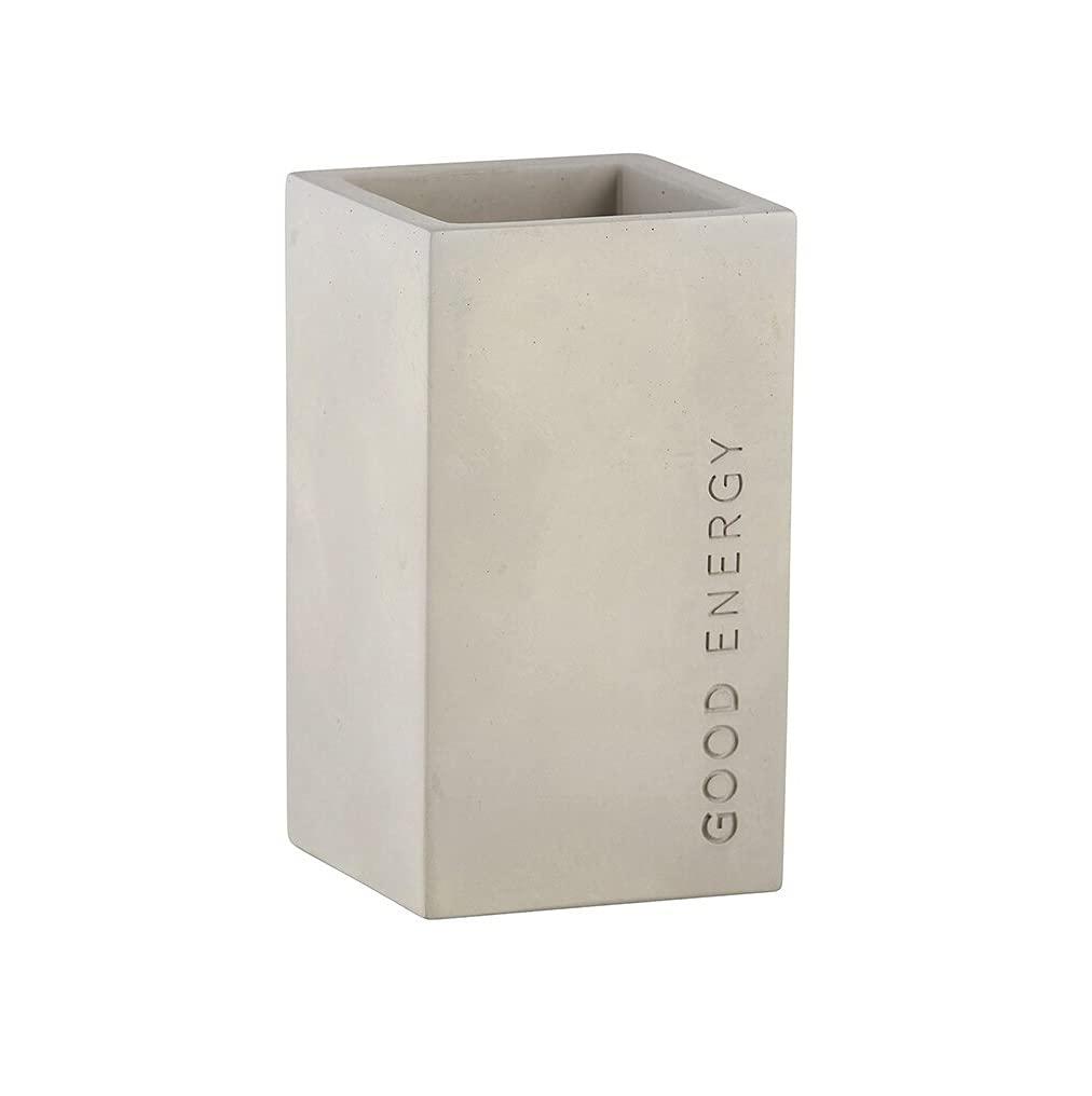 Santa Barbara Design Studio G2765 Good Energy Minimalist Concrete Cement Pen Holder | Scandinavian Style | 2.55" W x 4.41" H