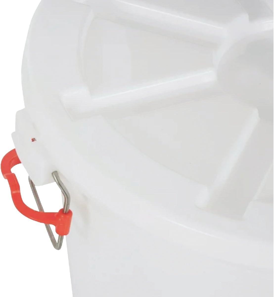 Tuff Stuff Products FS12 12 Gallon Seed and Animal Feed Heavy Duty Plastic Drum Bucket with Lock Lid for Dogs, Cats, Chickens, Cows, and Horses