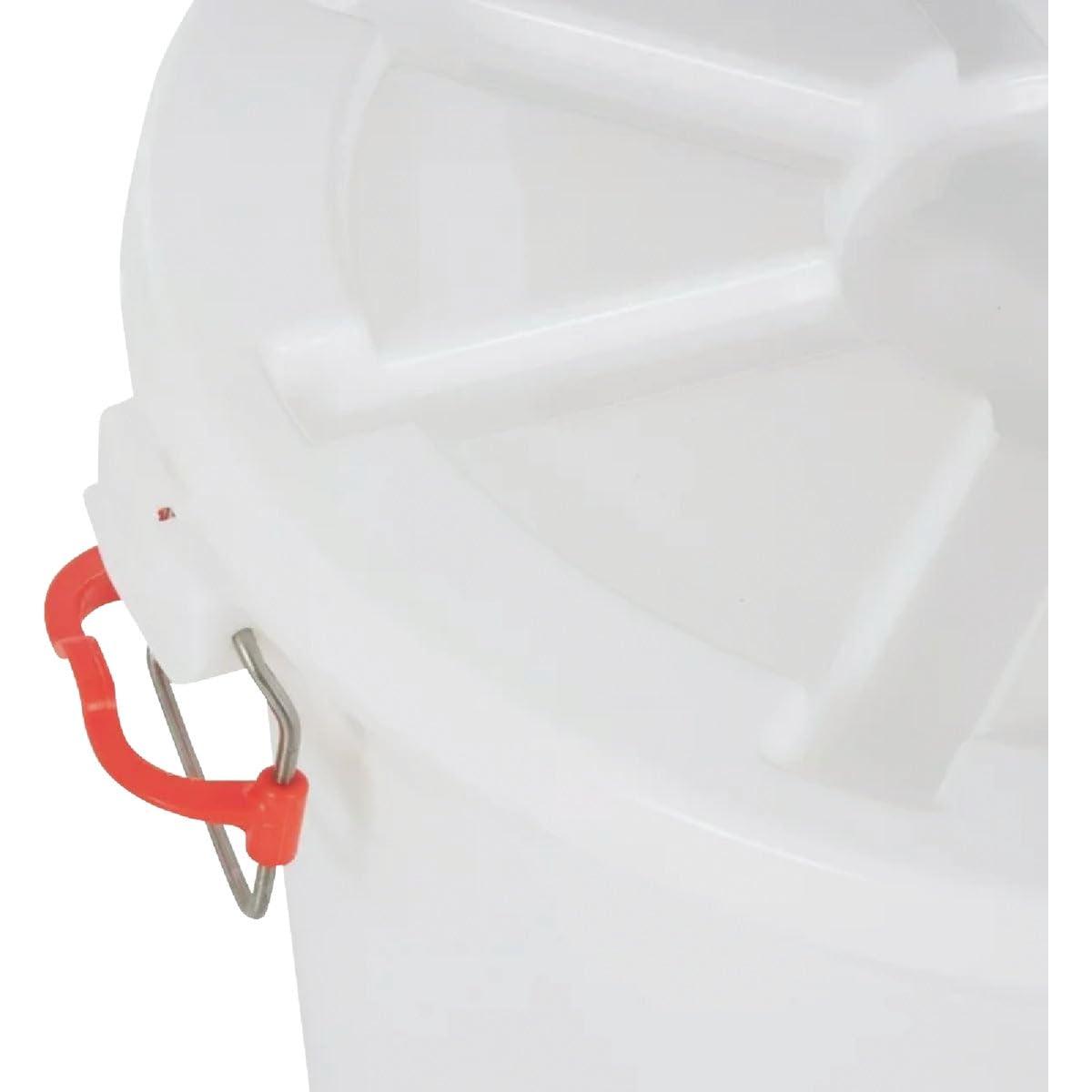 Tuff Stuff Products FS12 12 Gallon Seed and Animal Feed Heavy Duty Plastic Drum Bucket with Lock Lid for Dogs, Cats, Chickens, Cows, and Horses