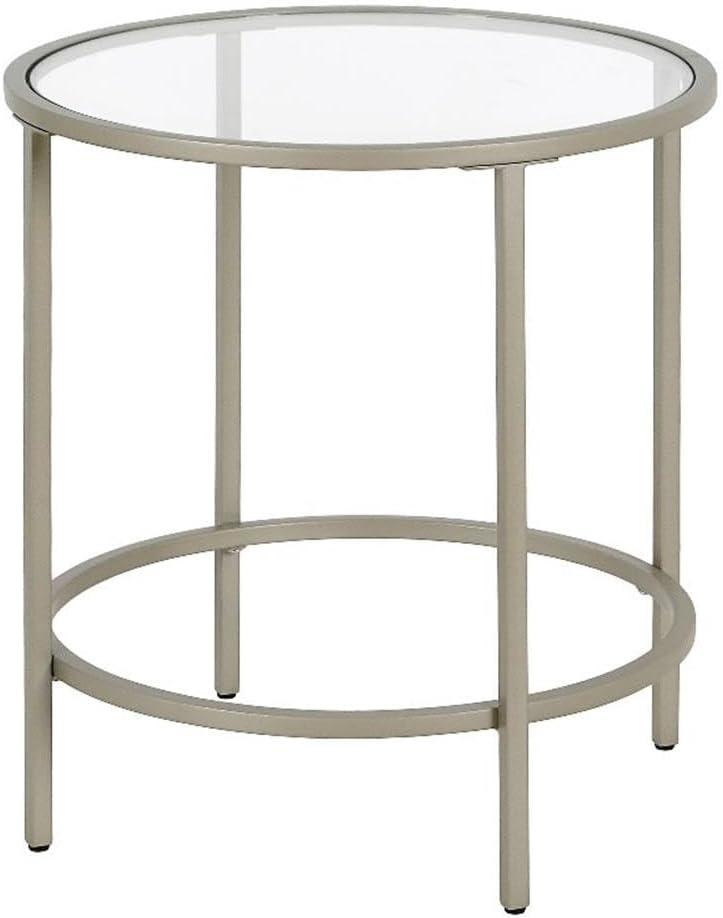 Evelyn&Zoe Sivil 20" Wide Round Side Table, Satin Nickel