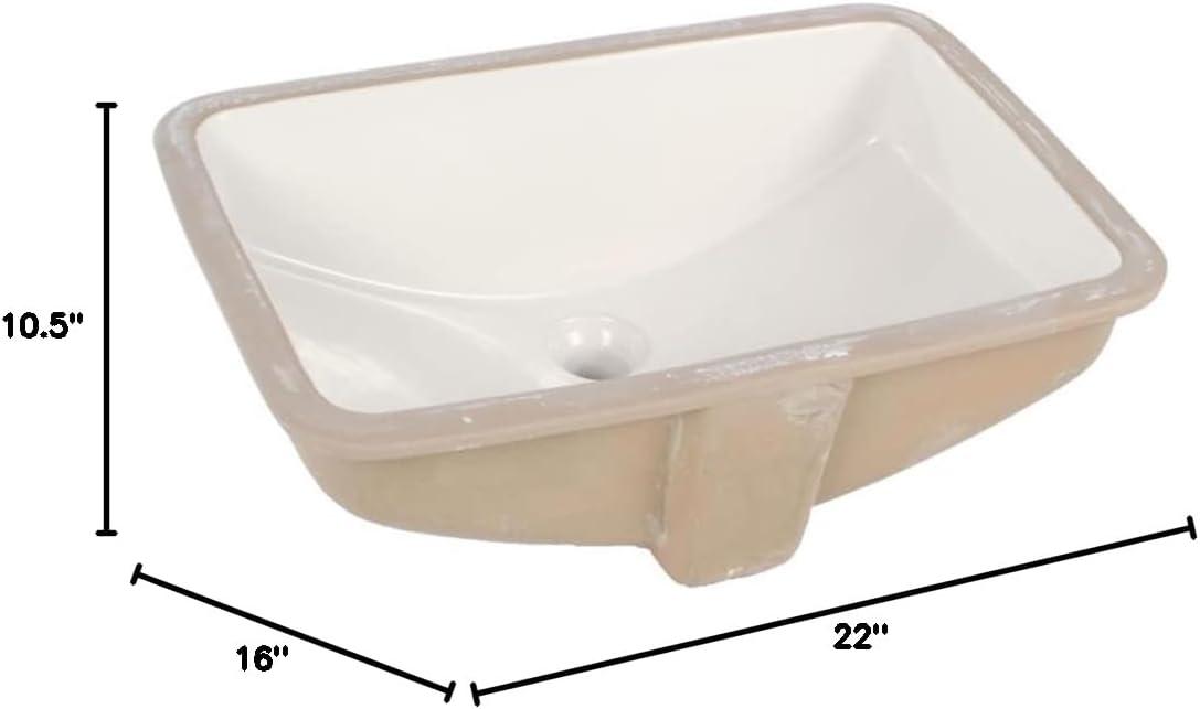 Proflo 14.5625'' White Vitreous China Rectangular Bathroom Sink