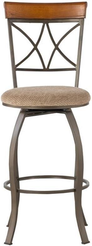 Hamilton 3-Piece Bar Height Pub Set with Swivel, Brushed Faux Medium Cherry Wood with "Matte Pewter and Bronze" Metal