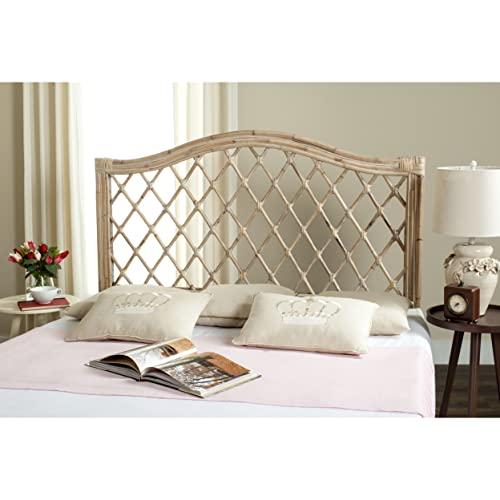 Transitional Full-Size Wicker Headboard in Rich Beige Tones