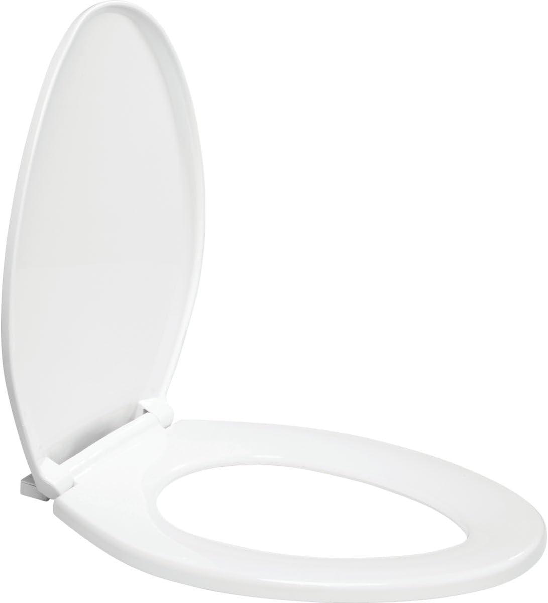 Centoco Elongated Closed Front White Plastic Toilet Seat with Slow Close