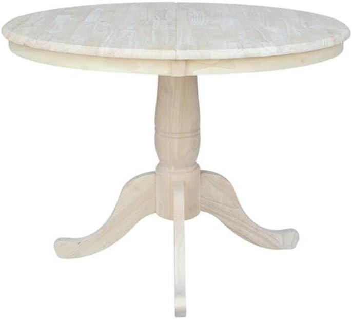 36" Round Top Pedestal Dining Table with 12" Drop Leaf - International Concepts