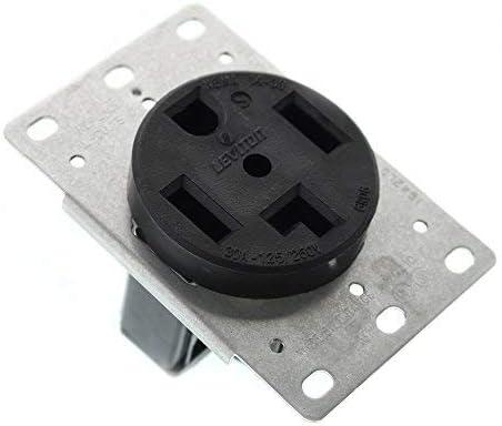 Black Thermoplastic 30-Amp Flush Mount Dryer Outlet