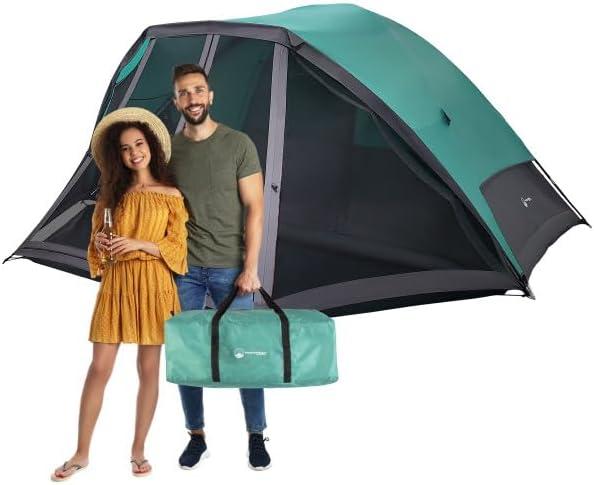 Wakeman Outdoors 6 Man Tent with Screen Room, Teal