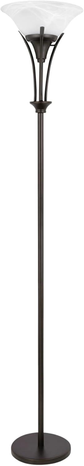 Globe Electric Gatineau 71" Dark Bronze Floor Lamp with Alabaster Glass Shade, 63361