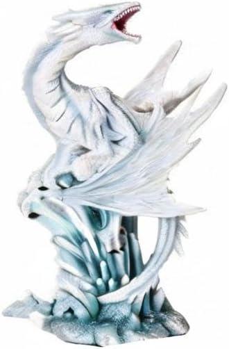 PTC 10.5 Inch White Ice Dragon on Crystal Mythological Statue Figurine