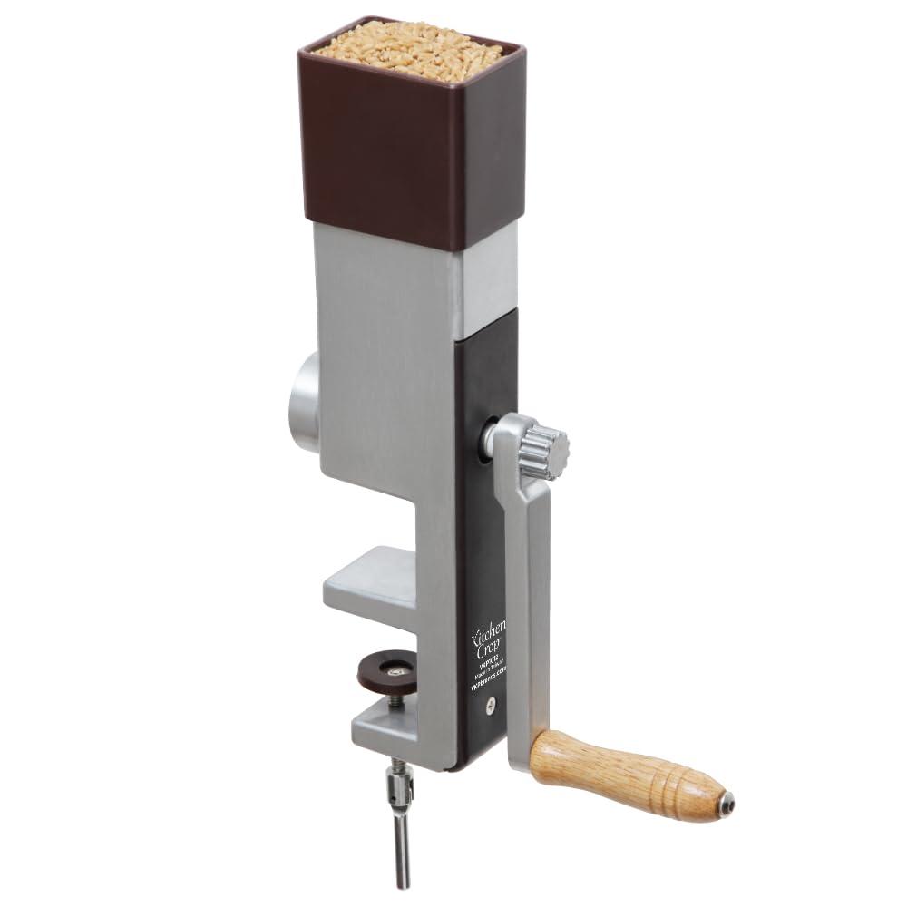 Grain Mill Wheat Flour Grinder, Stainless Steel Metal Burrs (Hand Crank Grain Mill)