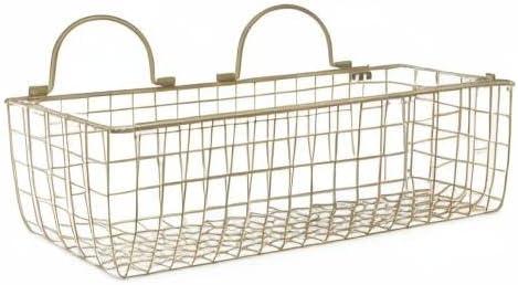 DII Farmhouse Vintage Decor, Wire Wall Basket, Medium, Gold, 2 Piece