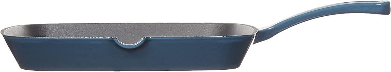 Cuisinart Chef's Classic 9.25" Enameled Cast Iron Square Grill Pan CI30-23BG - Blue: Stovetop Griddle, Oven-Safe Handle