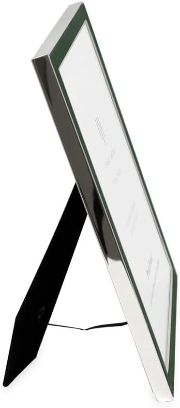 Isaac Jacobs 8x10 Olive Leather with Silver Metal Vertical & Horizontal Picture Frame, Suede Border w/ Black Fabric Easel