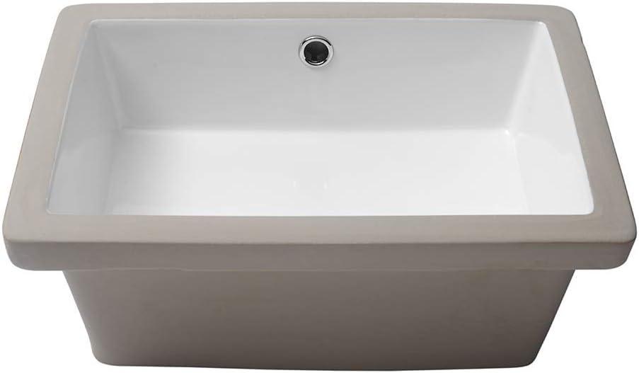 18" L x 14" W Undermount White Ceramic Rectangle Sink Under Counter Basin Bathroom Sink