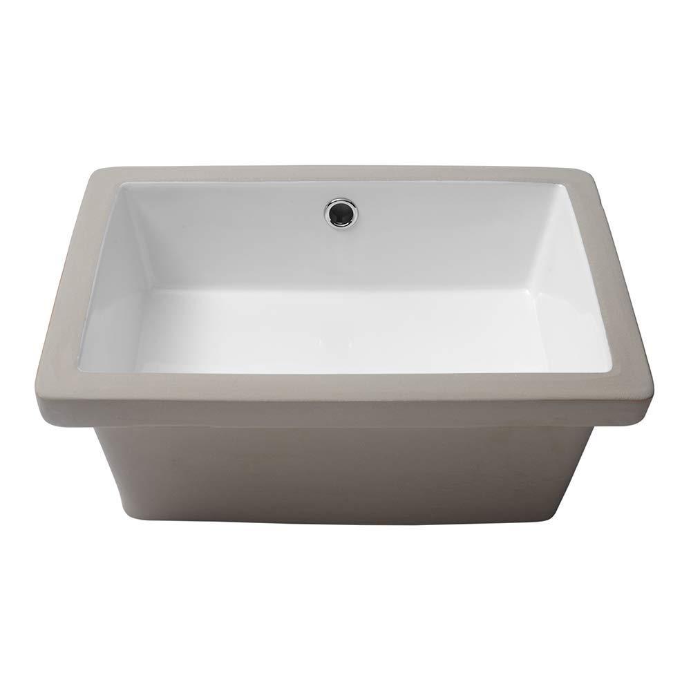 18" L x 14" W Undermount White Ceramic Rectangle Sink Under Counter Basin Bathroom Sink