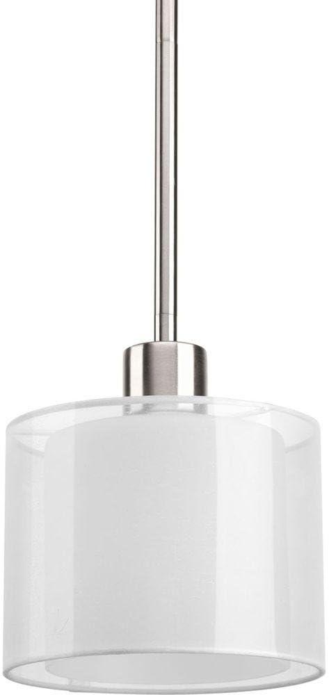 Elegant Brushed Nickel Mini-Pendant with Sheer Mylar Shade